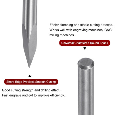 Harfington 6mm Shank 0.1mm Tip 30 Degree Carbide 3 Flutes Wood Engraving CNC Bit