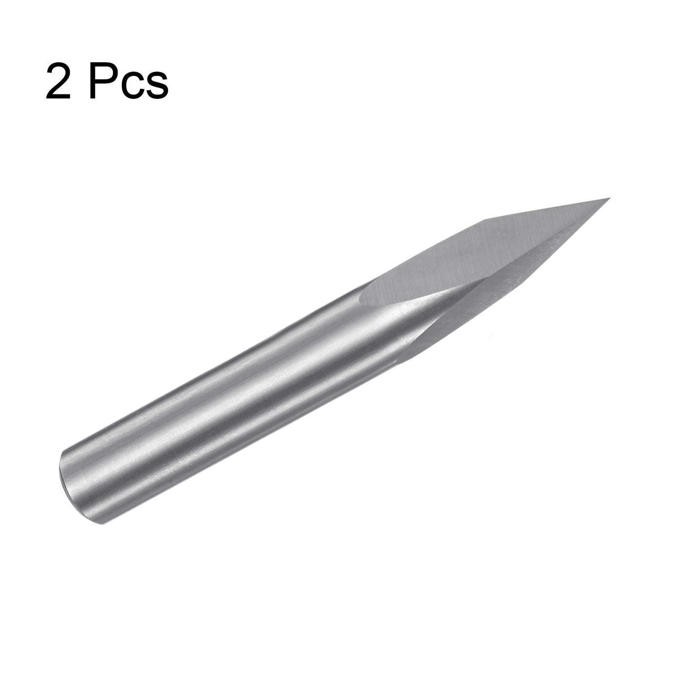 Harfington 6mm Shank 0.1mm Tip 30 Degree Carbide 3 Flutes Wood Engraving CNC Bit 2pcs