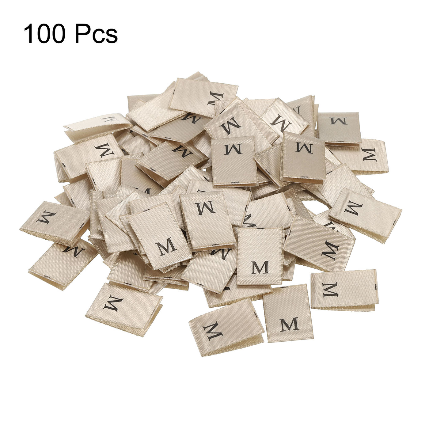Harfington Clothing Size Labels, M Sizes Woven Sewing Clothes Label Gold Tone, 100pcs