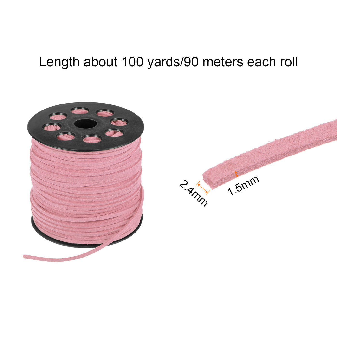 Harfington Faux Suede Cord 2.4mm 100 Yards Microfiber Beading Crafting String, Charm Pink