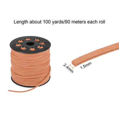 Harfington Faux Suede Cord 2.4mm 100Yard Microfiber Beading Crafting String, Persian Orange