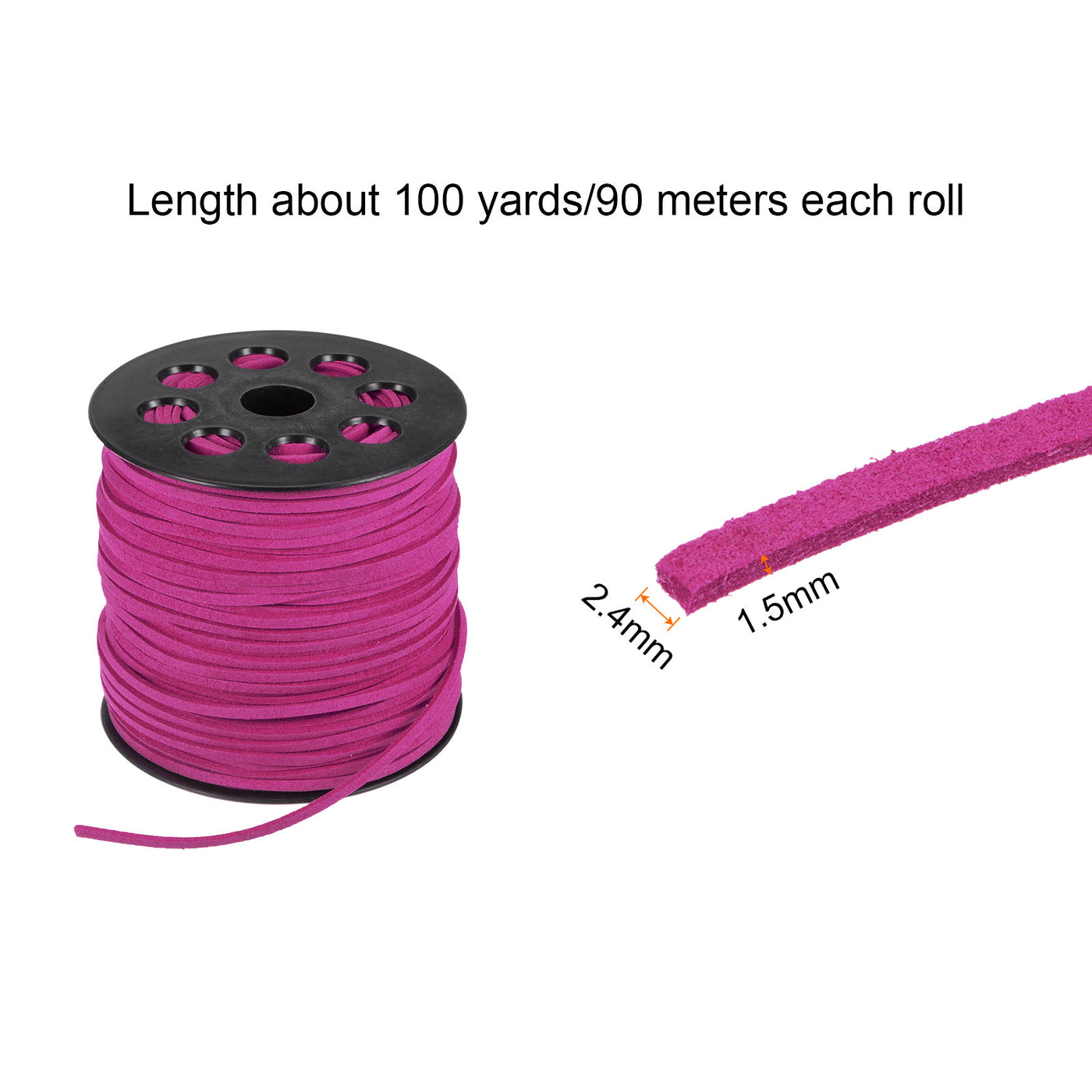 Harfington Faux Suede Cord 2.4mm 100 Yards Microfiber Beading Crafting String, Steel Pink