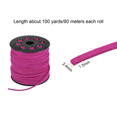 Harfington Faux Suede Cord 2.4mm 100 Yards Microfiber Beading Crafting String, Steel Pink
