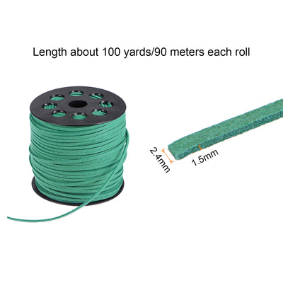 Harfington Faux Suede Cord 2.4mm 100 Yards Microfiber Beading Crafting String, Medium Green