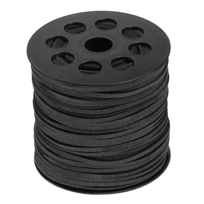 Harfington Faux Suede Cord 2.4mm 100 Yards Microfiber Beading Crafting String, Black