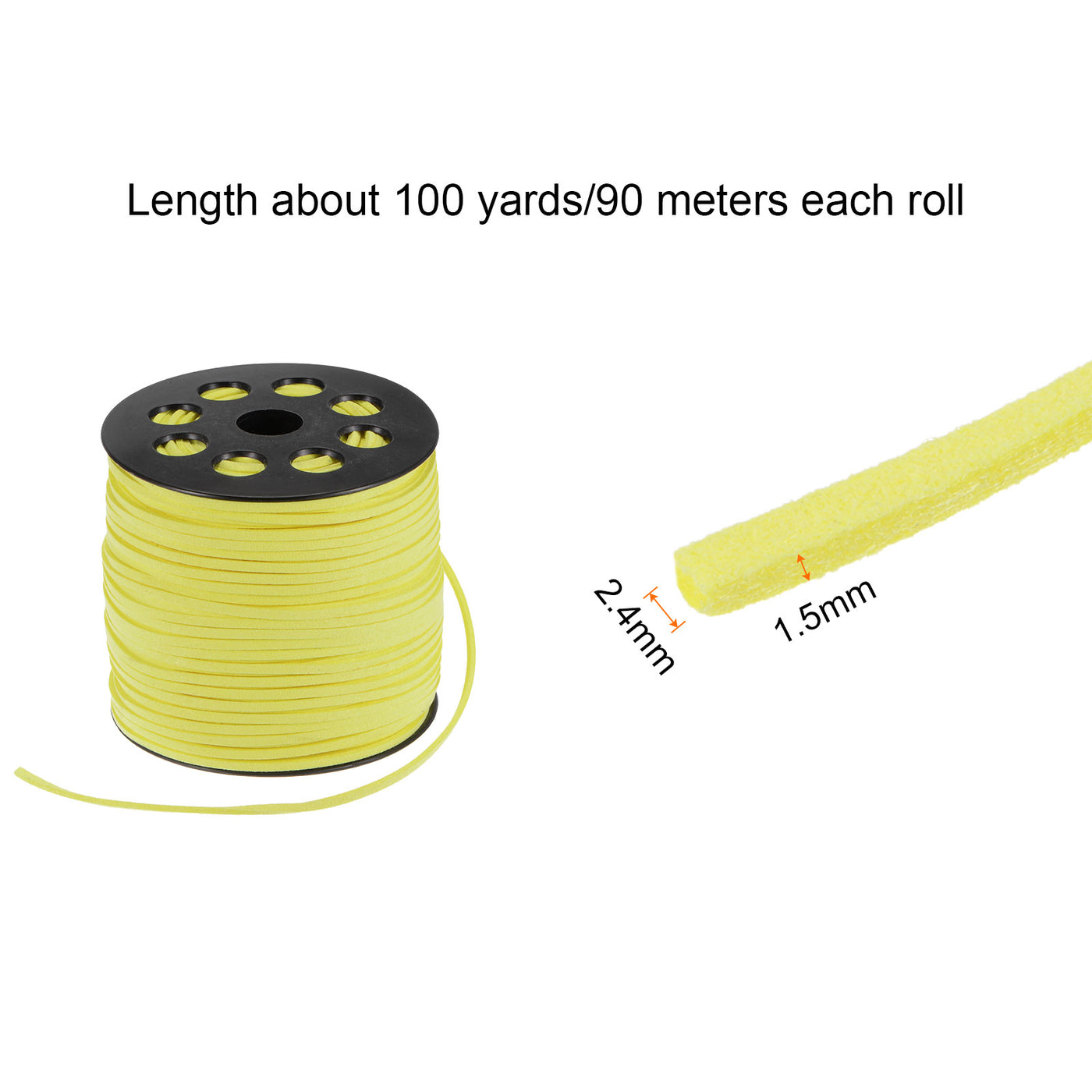 Harfington Faux Suede Cord 2.4mm 100 Yards Microfiber Beading Crafting String, Lemon Yellow