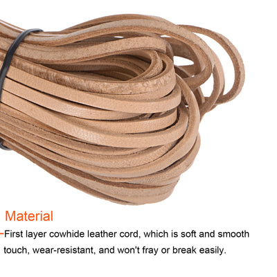 Harfington 3.2mm Flat Leather Lacing Cord 11Yards/10M Crafting Braiding String, Beige
