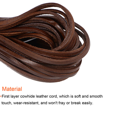 Harfington 3.2mm Flat Leather Lacing Cord 11Yards/10M Crafting Braiding String, Brown