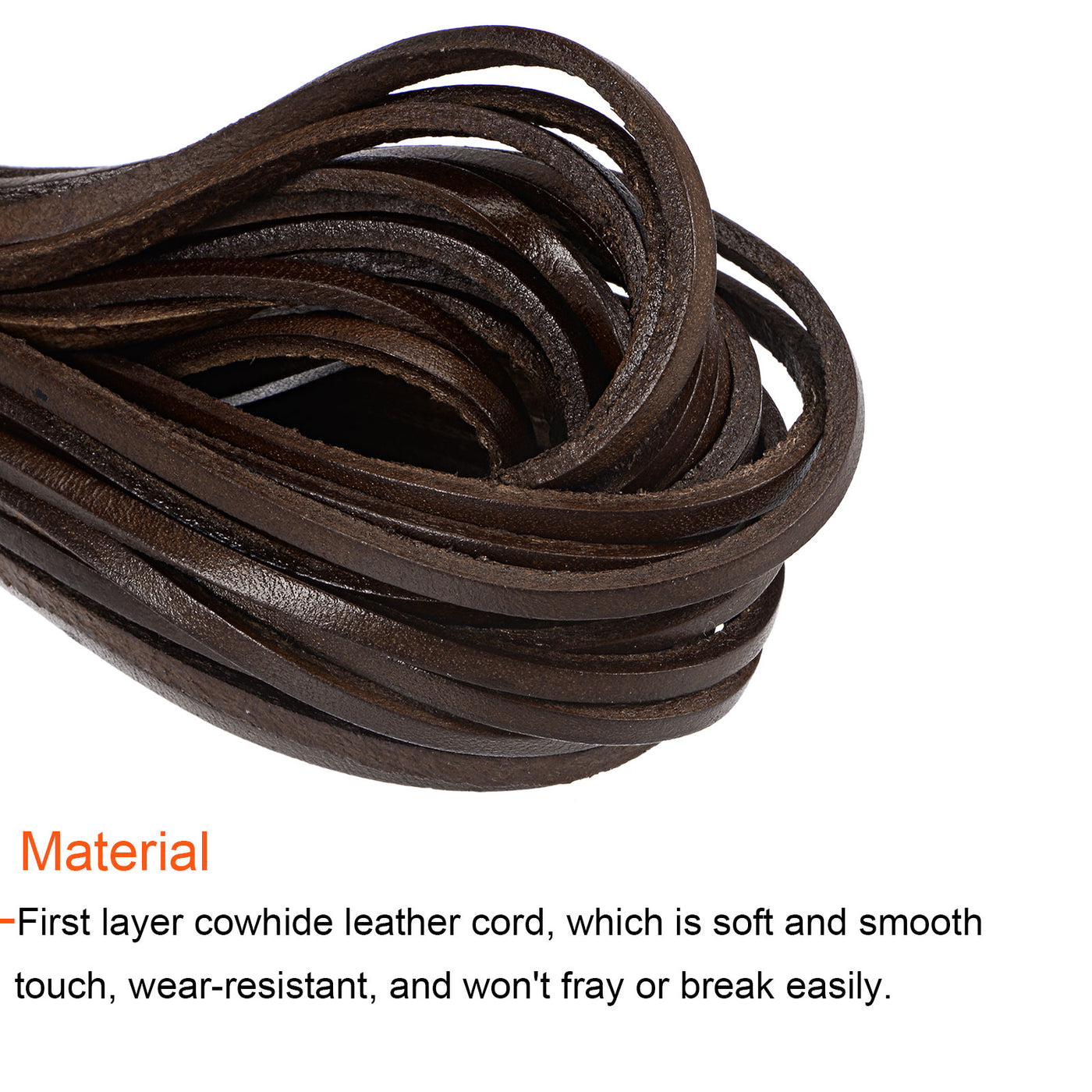 Harfington 3.2mm Flat Leather Lacing Cord 11Yards/10M Crafting Braiding String, Deep Brown