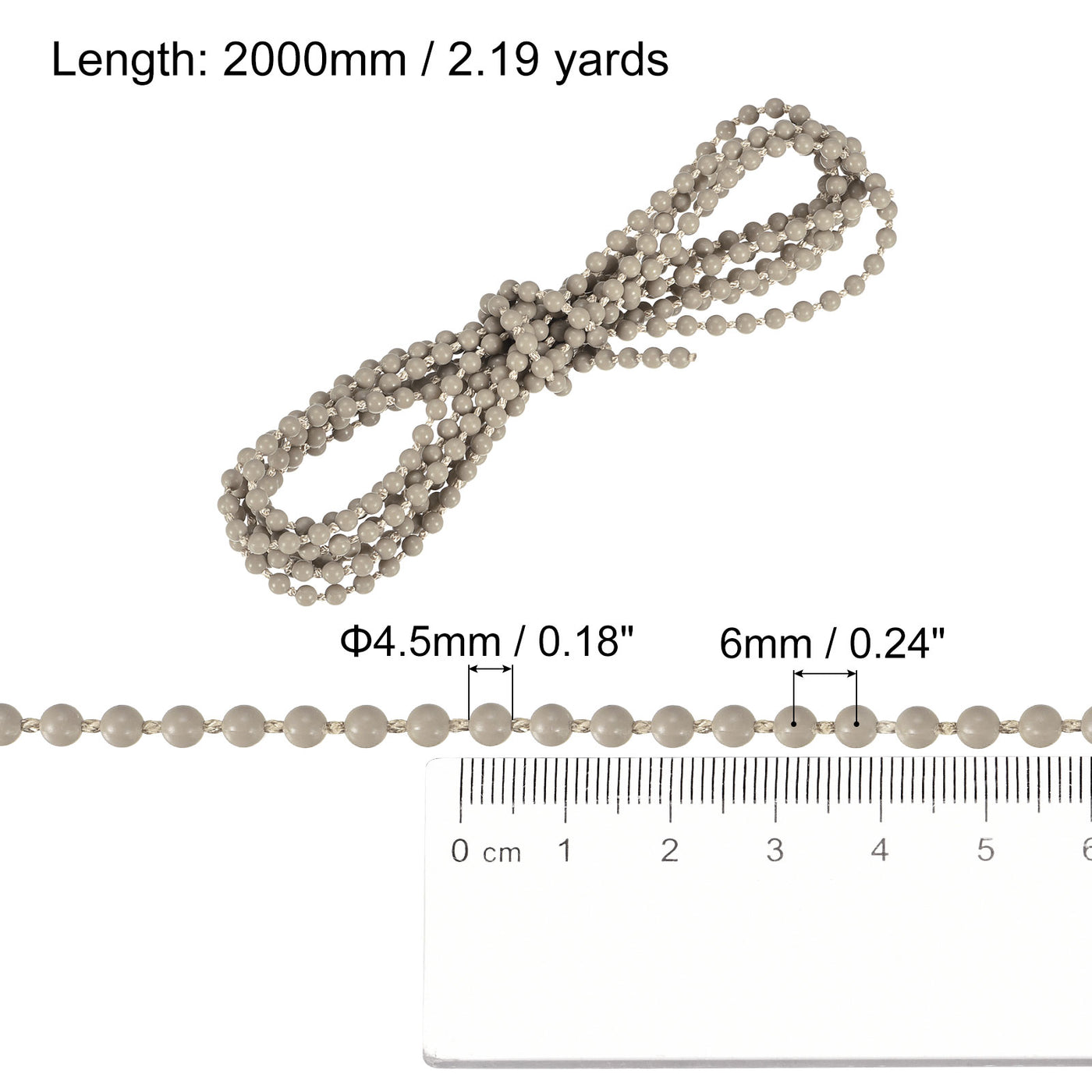 uxcell Uxcell 2.19 Yards Blinds Beaded Chain Roller Shade Cord for Window Repair Parts, Khaki