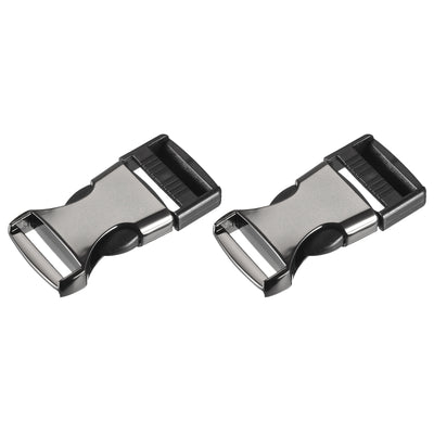 uxcell Uxcell 2.5" Metal Side Release Buckles No Sewing Clips Snaps for Backpack, 2Pcs Black