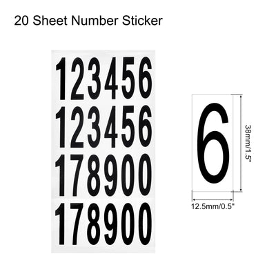 Harfington Number Stickers Mailbox Numbers Self Adhesive 12345178900 12.5x38mm Black on White for Residence Mailbox Signs, 20 Sheets(480pcs)
