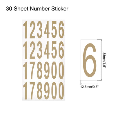 Harfington Number Stickers Mailbox Numbers Self Adhesive 12345178900 12.5x38mm Gold on White for Residence Mailbox Signs, 30 Sheets(720pcs)