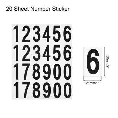 Harfington Number Stickers Mailbox Numbers Self Adhesive 12345178900 50x25mm Black on White for Residence Mailbox Signs, 20 Sheets(480pcs)