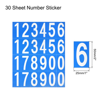 Harfington Number Stickers Mailbox Numbers Self Adhesive 12345178900 50x25mm White and Blue for Residence Mailbox Signs, 30 Sheets(720pcs)