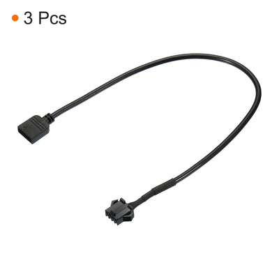 Harfington 4 Pin 12V 30cm Long Computer Motherboard Interface to SM4P Female Extension Cable, 3Pack Power Adapter Plastic Metal for RGB Fans LED Strips, Black