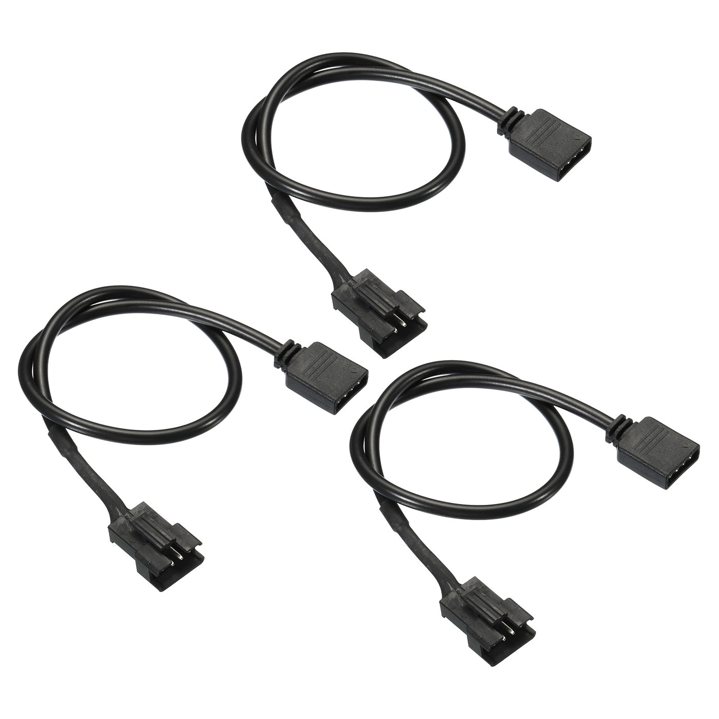 Harfington 4 Pin 12V 30cm Long Computer Motherboard Interface to SM4P Male Extension Cable, 3Pack Power Adapter Plastic Metal for RGB Fans LED Strips, Black