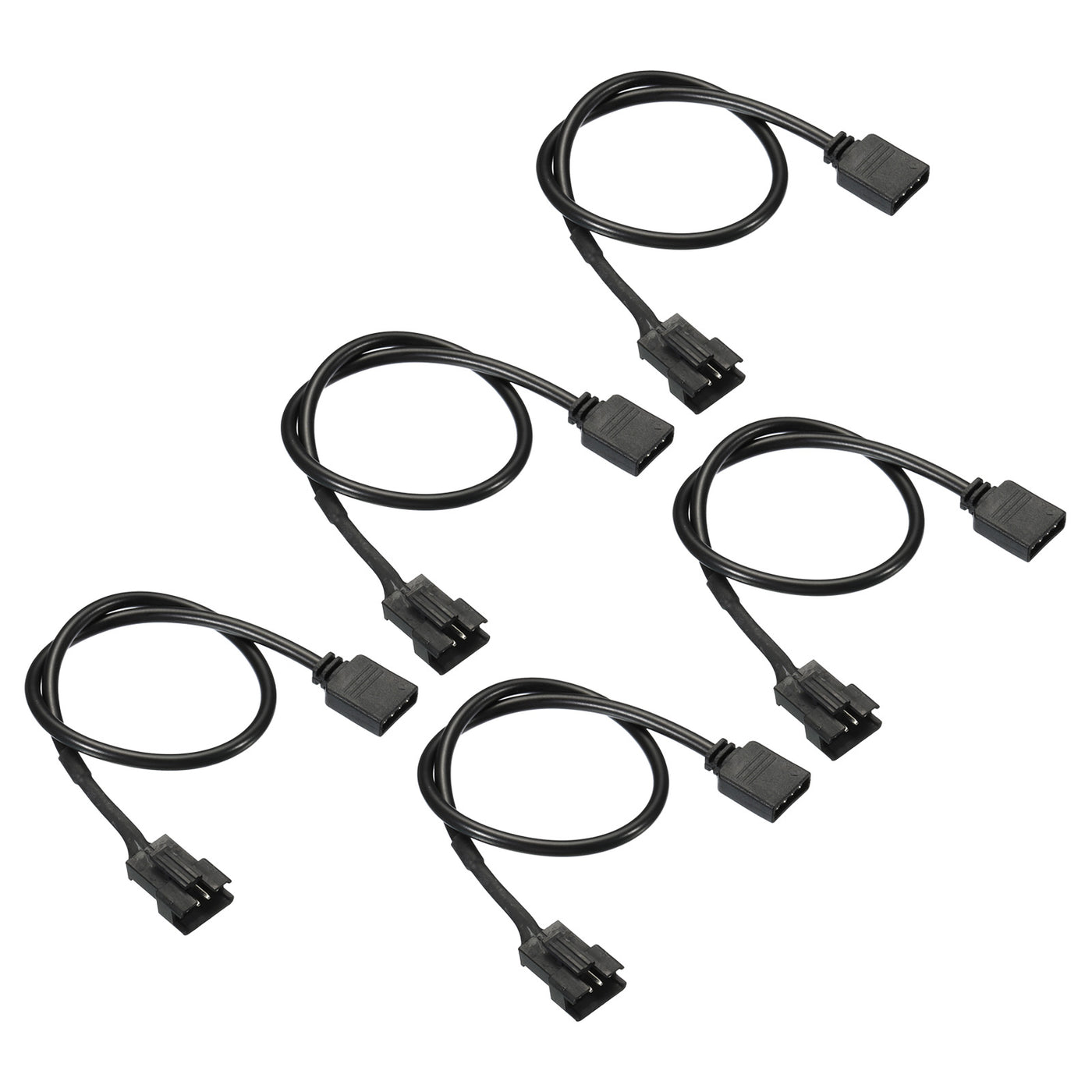 Harfington 4 Pin 12V 30cm Long Computer Motherboard Interface to SM4P Male Extension Cable, 5 Pack Power Adapter Plastic Metal for RGB Fans LED Strips, Black