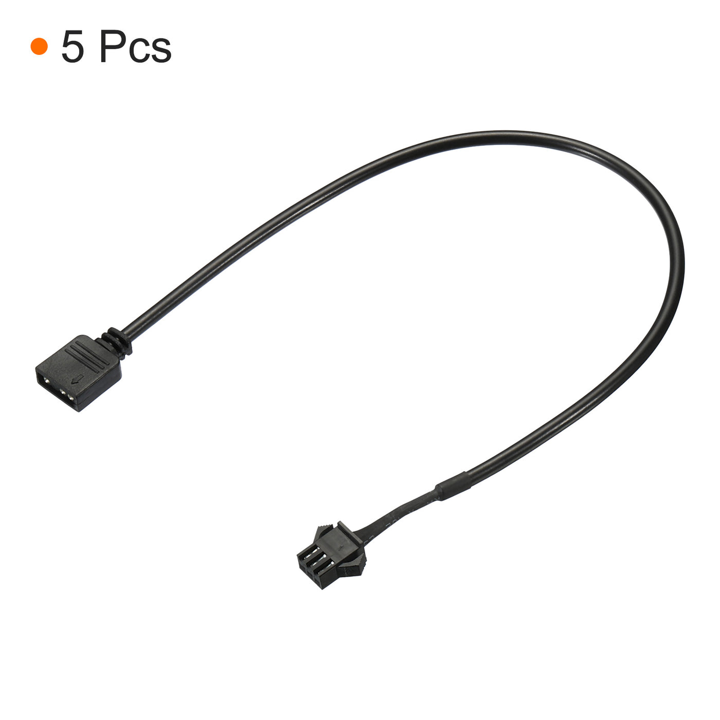 Harfington 3 Pin 5V 30cm Long Computer Motherboard Interface to SM3P Female Extension Cable, 5 Pack Power Adapter Plastic Metal for RGB Fans LED Strips, Black