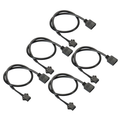 Harfington 3 Pin 5V 30cm Long Computer Motherboard Interface to SM3P Female Extension Cable, 5 Pack Power Adapter Plastic Metal for RGB Fans LED Strips, Black