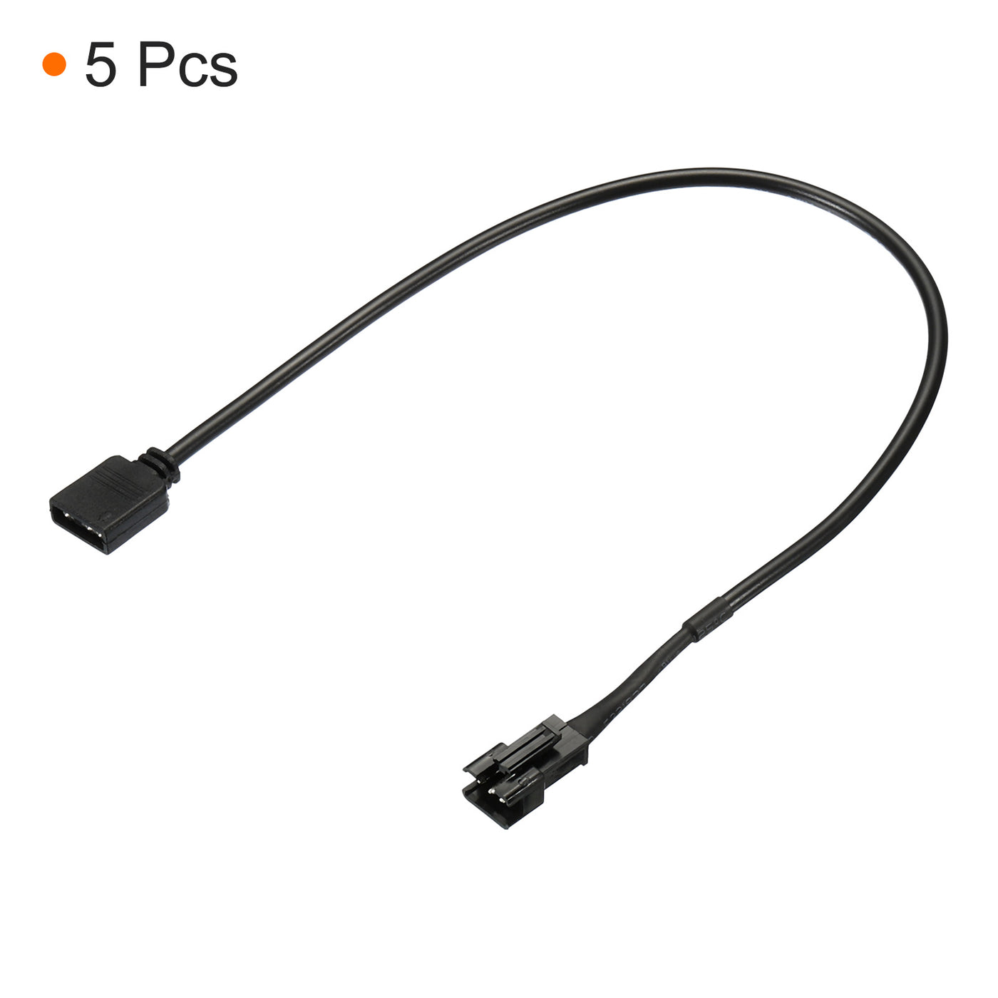 Harfington 3 Pin 5V 30cm Long Computer Motherboard Interface to SM3P Male Extension Cable, 5 Pack Power Adapter Plastic Metal for RGB Fans LED Strips, Black