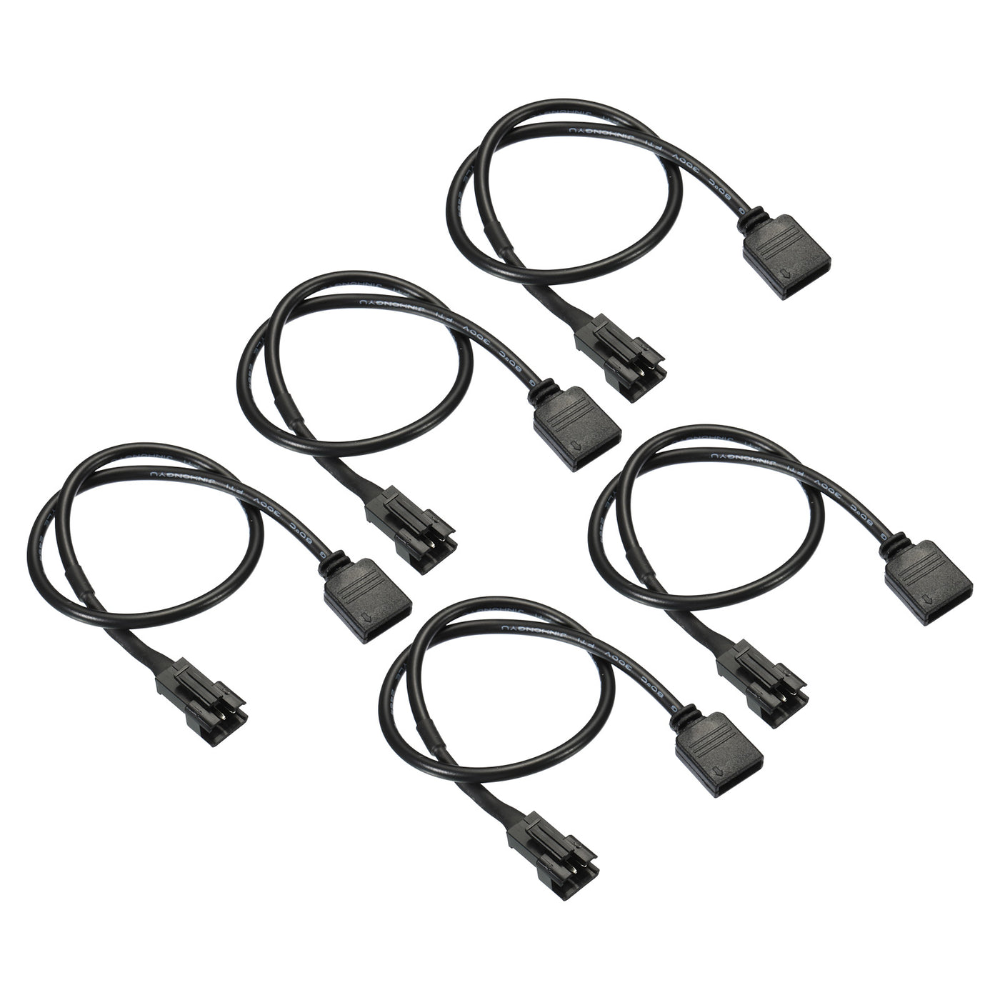 Harfington 3 Pin 5V 30cm Long Computer Motherboard Interface to SM3P Male Extension Cable, 5 Pack Power Adapter Plastic Metal for RGB Fans LED Strips, Black