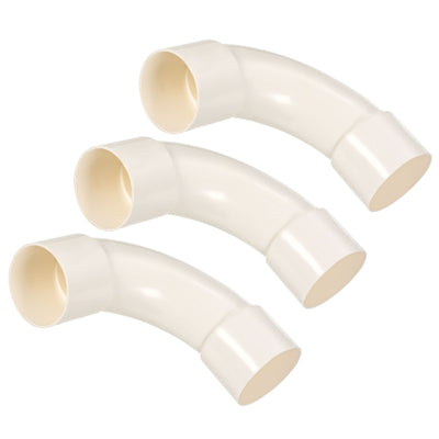 Harfington PVC Water Pipe Elbow Fitting 50mm ID 200mm Length Tube Adapter, White 3pcs