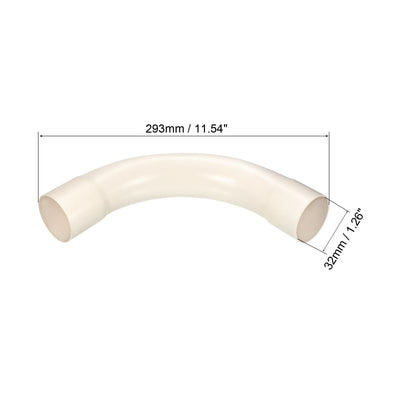Harfington PVC Water Pipe Elbow Fitting 32mm ID 293mm Length Tube Adapter, White 2pcs