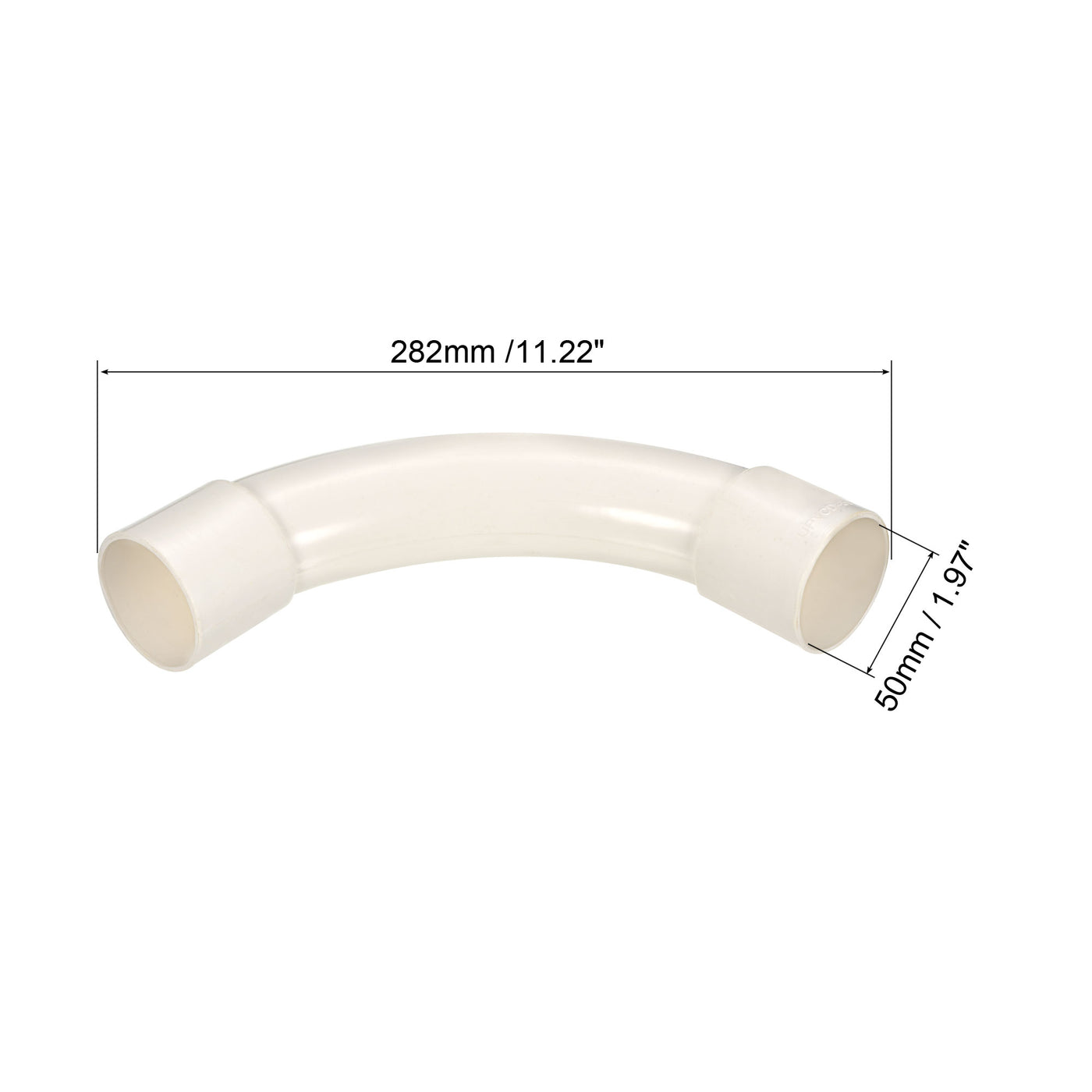 Harfington PVC Water Pipe Elbow Fitting 50mm ID 285mm Length Tube Adapter, White 3pcs