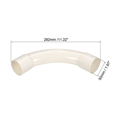 Harfington PVC Water Pipe Elbow Fitting 50mm ID 285mm Length Tube Adapter, White 3pcs