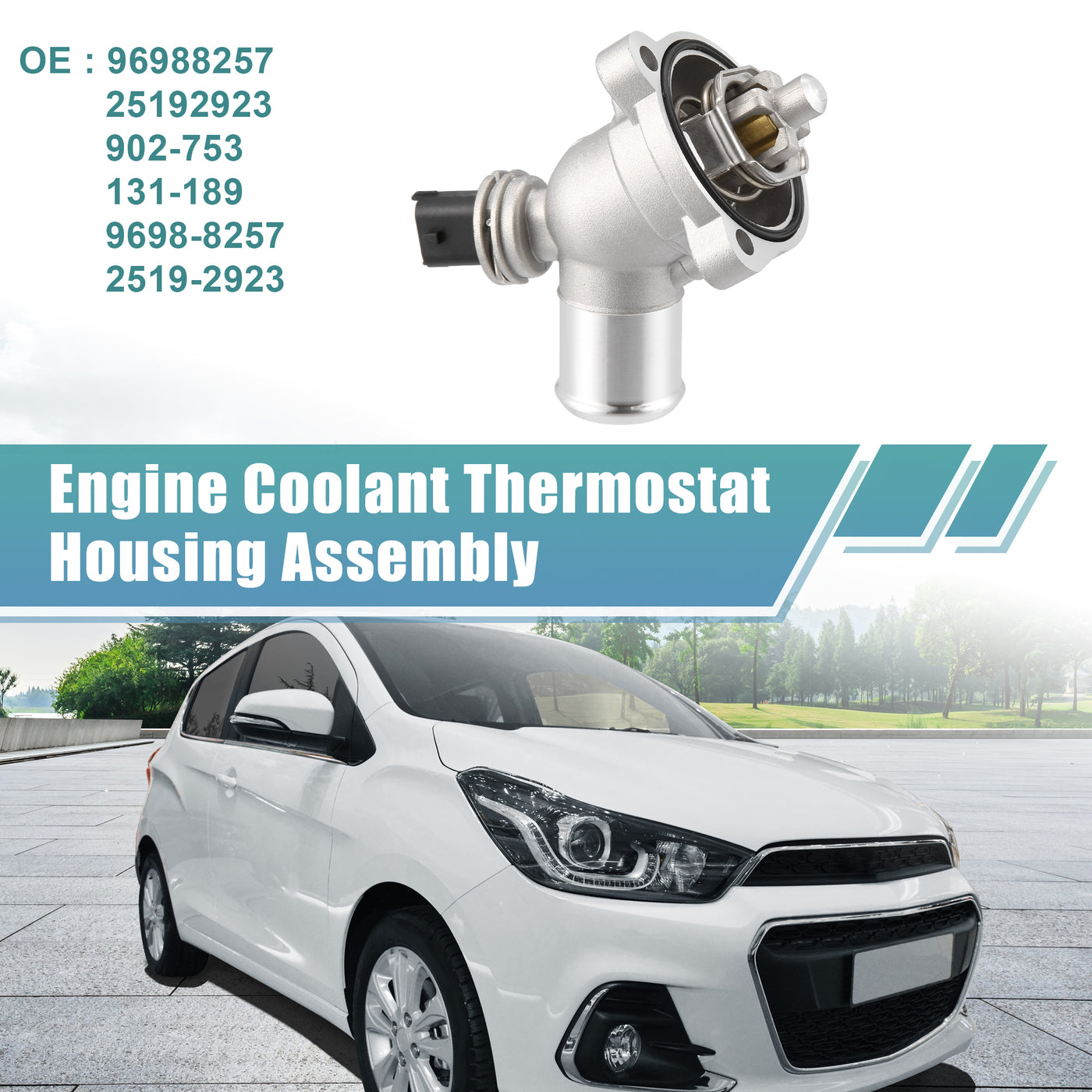 X AUTOHAUX 96988257 Engine Coolant Thermostat Housing Assembly for Chevy Spark 2013 2014 2015LS LT Hatchback 4-Door 25192923 902-753