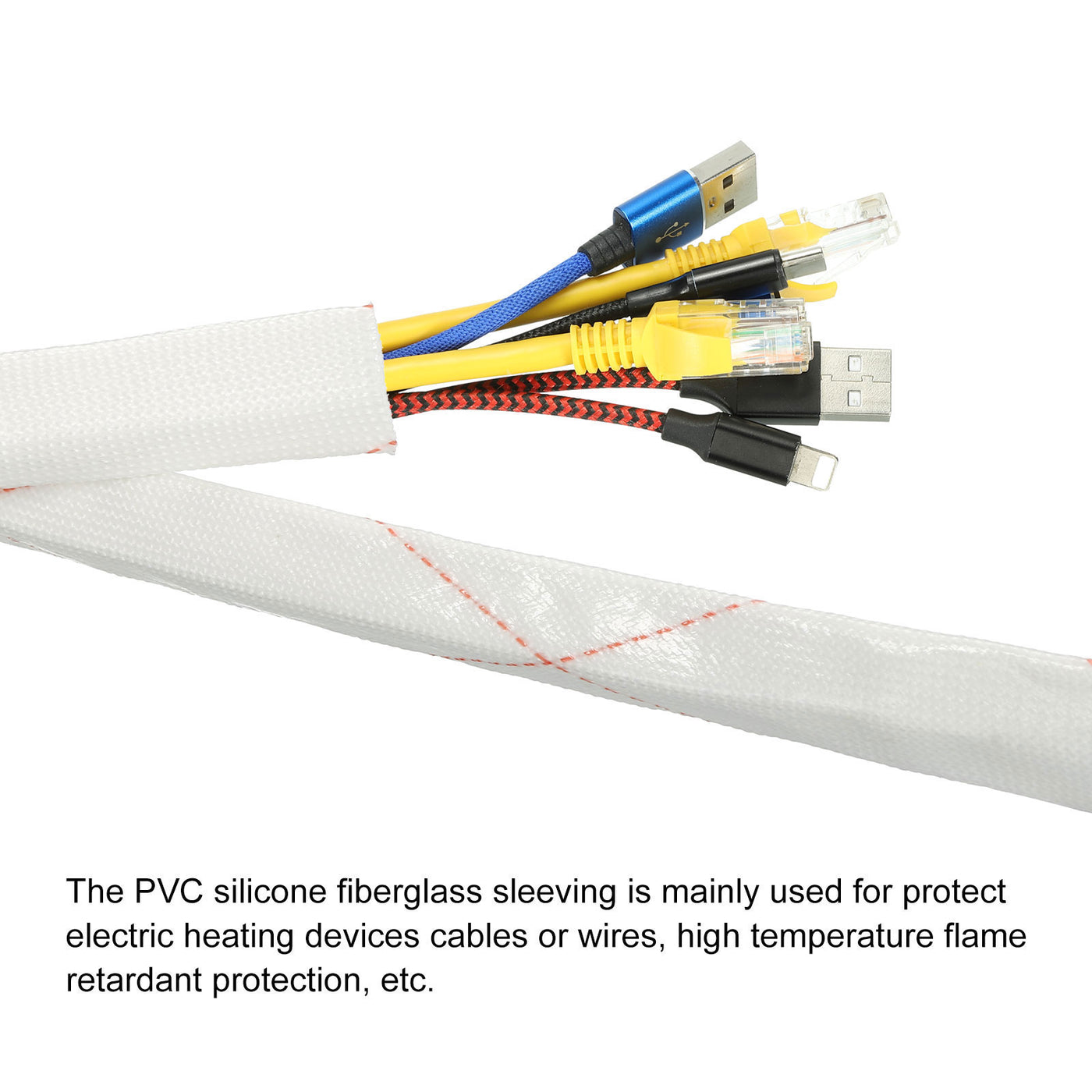 Harfington Fiberglass Sleeve Insulation Tube,7mm/0.27inch IDx0.9m/3ft for Cable Wire,2pcs