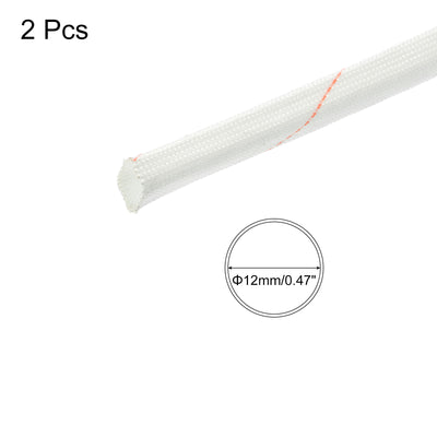 Harfington Fiberglass Sleeve Insulation Tube,12mm/0.47inch IDx0.9m/3ft for Cable Wire,2pcs