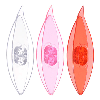 Harfington 3pcs Tatting Shuttles 77x21x11mm Colorful Plastic Shuttles Pink Red Transparent