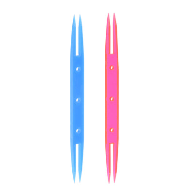 Harfington 2pcs Tatting Shuttles 87x7x3mm Colorful Plastic Shuttles, Pink Lake Blue