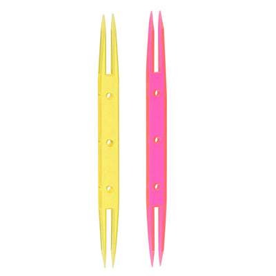 Harfington 2pcs Tatting Shuttles 87x7x3mm Colorful Plastic Shuttles, Pink Yellow