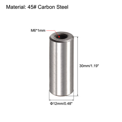 Harfington Uxcell M6 Internal Thread Dowel Pin 2pcs 12x30mm Chamfering Flat Carbon Steel Pin