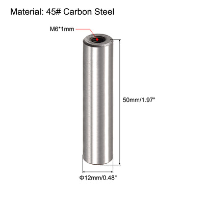 Harfington Uxcell M6 Internal Thread Dowel Pin 6pcs 12x50mm Chamfering Flat Carbon Steel Pin
