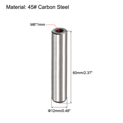 Harfington Uxcell M6 Internal Thread Dowel Pin 6pcs 12x60mm Chamfering Flat Carbon Steel Pin