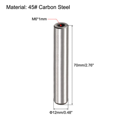Harfington Uxcell M6 Internal Thread Dowel Pin 4pcs 12x70mm Chamfering Flat Carbon Steel Pin