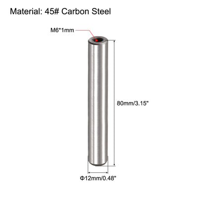Harfington Uxcell M6 Internal Thread Dowel Pin 4pcs 12x80mm Chamfering Flat Carbon Steel Pin