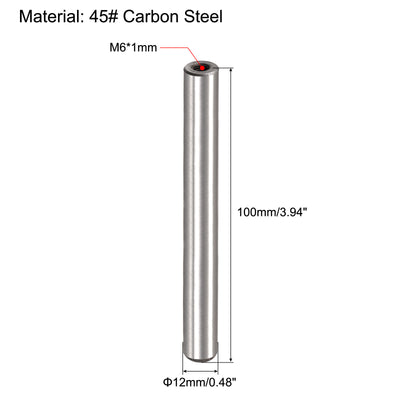 Harfington Uxcell M6 Internal Thread Dowel Pin 2pcs 12x100mm Chamfering Flat Carbon Steel Pin