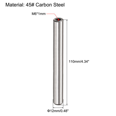 Harfington Uxcell M6 Internal Thread Dowel Pin 4pcs 12x110mm Chamfering Flat Carbon Steel Pin