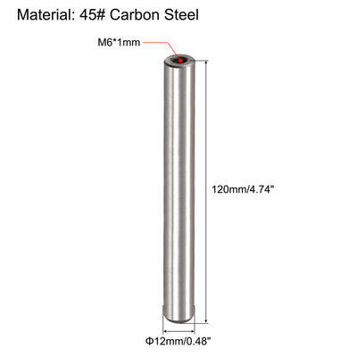 Harfington Uxcell M6 Internal Thread Dowel Pin 2pcs 12x120mm Chamfering Flat Carbon Steel Pin