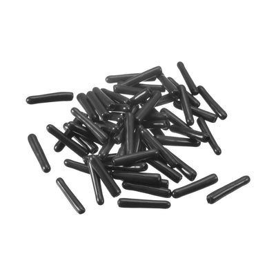 Harfington Uxcell Rubber End Caps, 60Pcs 1.5mm Screw Thread Protector for Tube Bolt Cover, Black