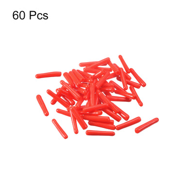 Harfington Uxcell Rubber End Caps, 60Pcs 1.5mm Screw Thread Protector for Tube Bolt Cover, Red
