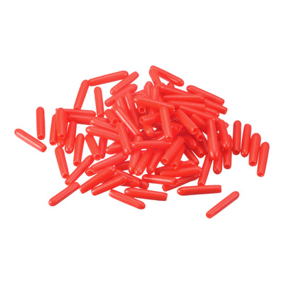 Harfington Uxcell Rubber End Caps, 100Pcs 1.6mm Screw Thread Protector for Tube Bolt Cover, Red