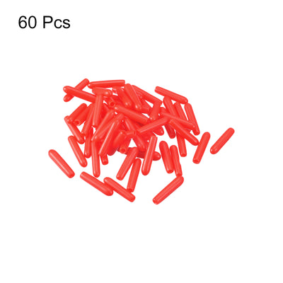 Harfington Uxcell Rubber End Caps, 60Pcs 1.6mm Screw Thread Protector for Tube Bolt Cover, Red