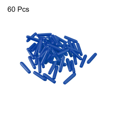 Harfington Uxcell Rubber End Caps, 60Pcs 1.6mm Screw Thread Protector for Tube Bolt Cover, Blue