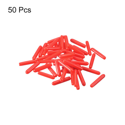 Harfington Uxcell Rubber End Caps, 50Pcs 1.8mm Screw Thread Protector for Tube Bolt Cover, Red